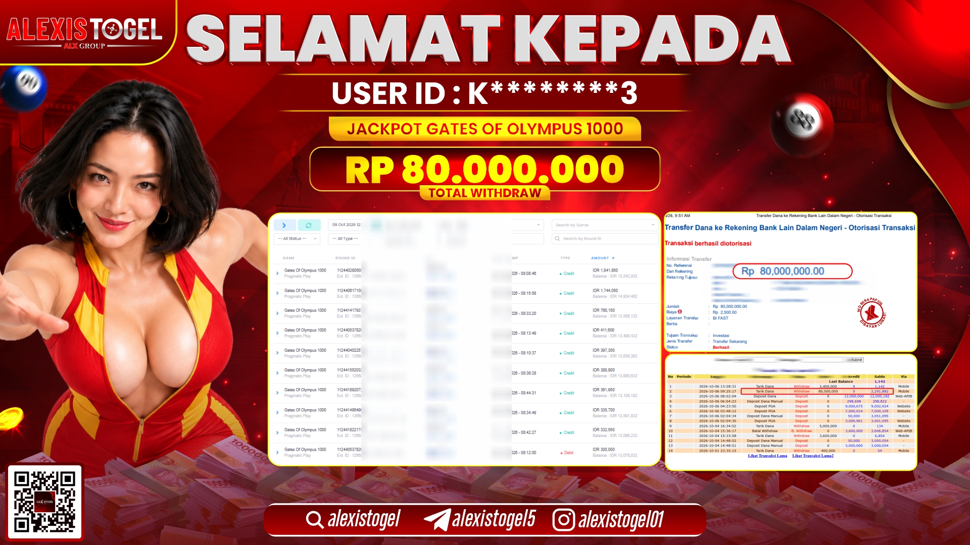 ALEXISTOGEL JACKPOT DI GATES OF OLYMPUS 1000 RP.80.000.000,- LUNAS