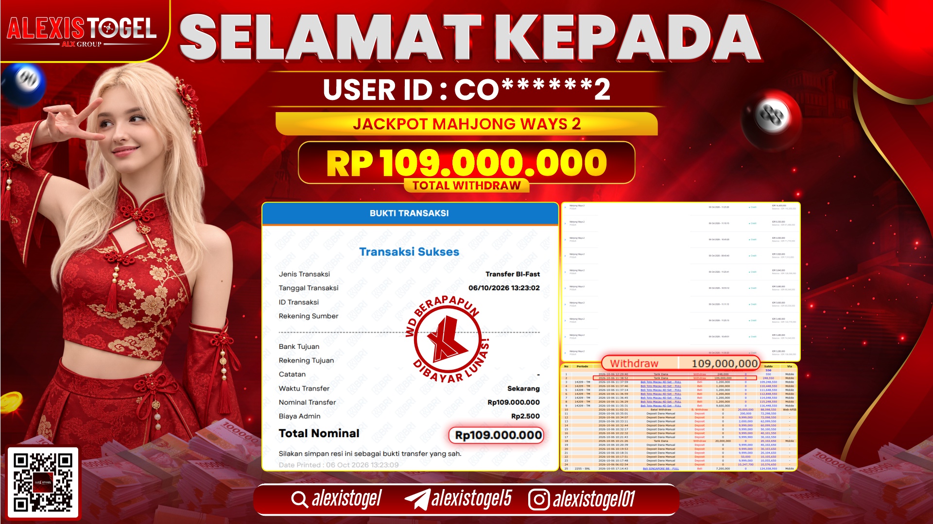 ALEXISTOGEL JACKPOT DI MAHJONG WAYS 2 RP.109.000.000,- LUNAS