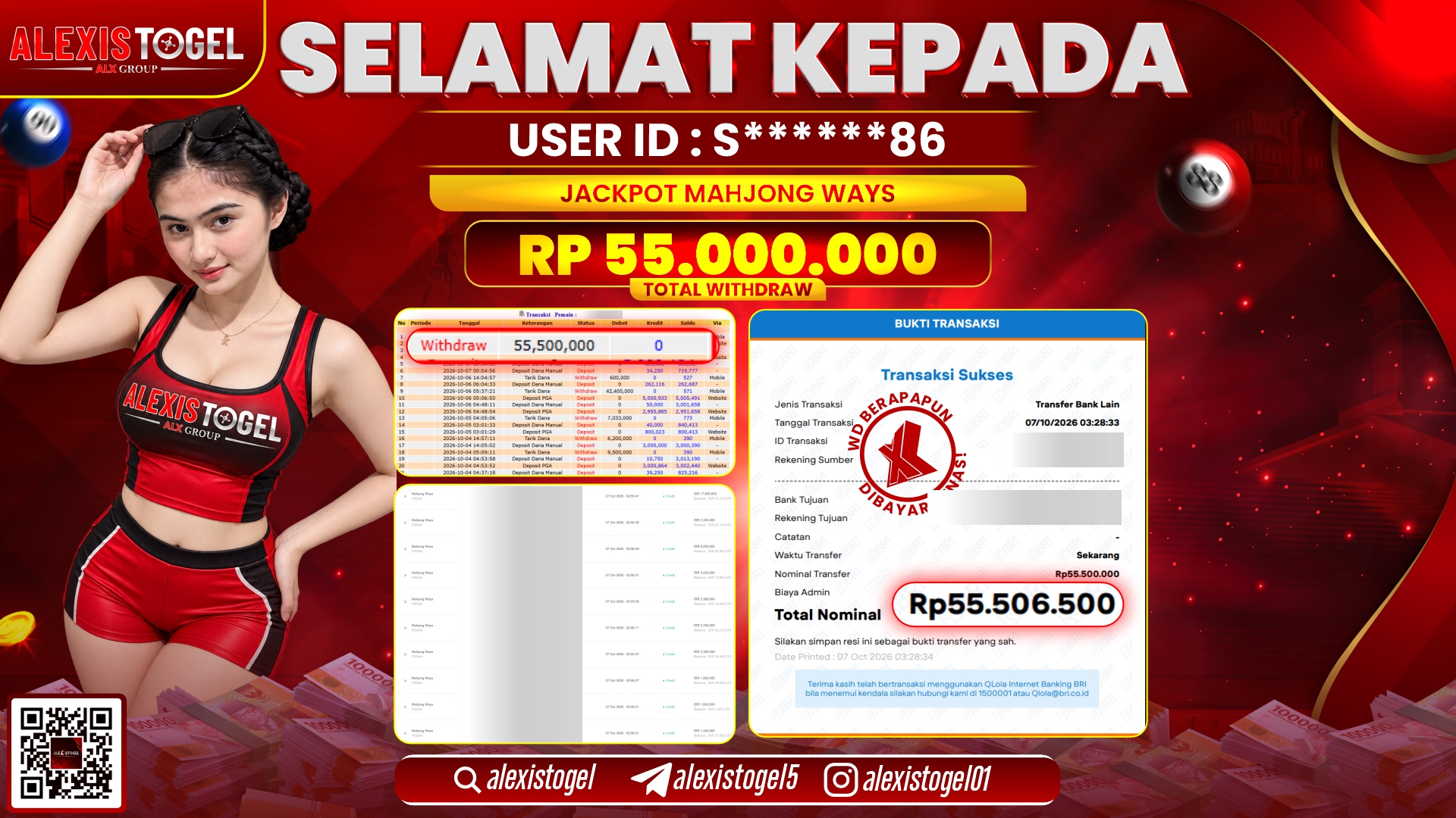 ALEXISTOGEL JACKPOT DI MAHJONG WAYS RP.55.000.000,- LUNAS