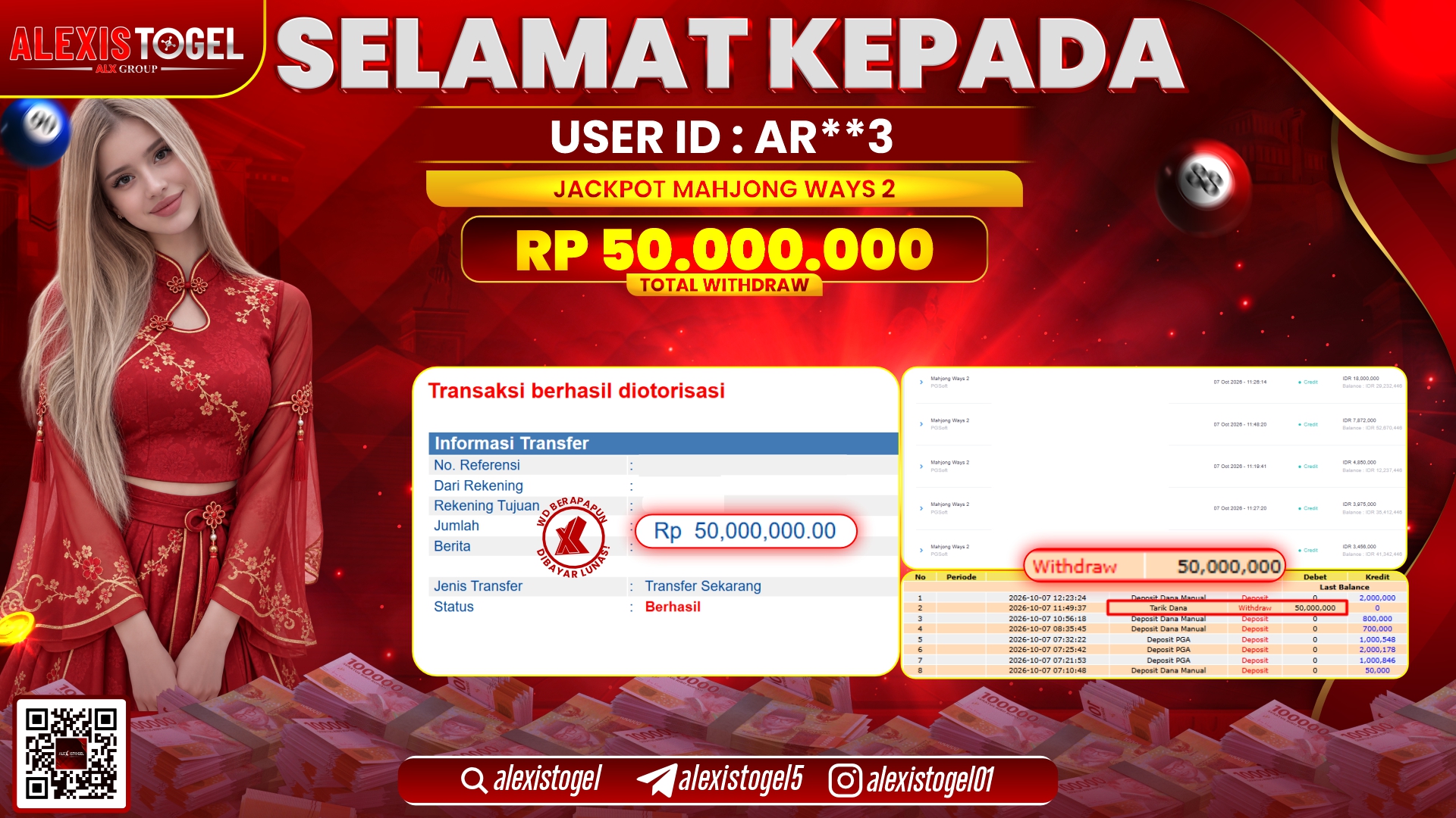 ALEXISTOGEL JACKPOT DI MAHJONG WAYS 2 RP.50.000.000,- LUNAS