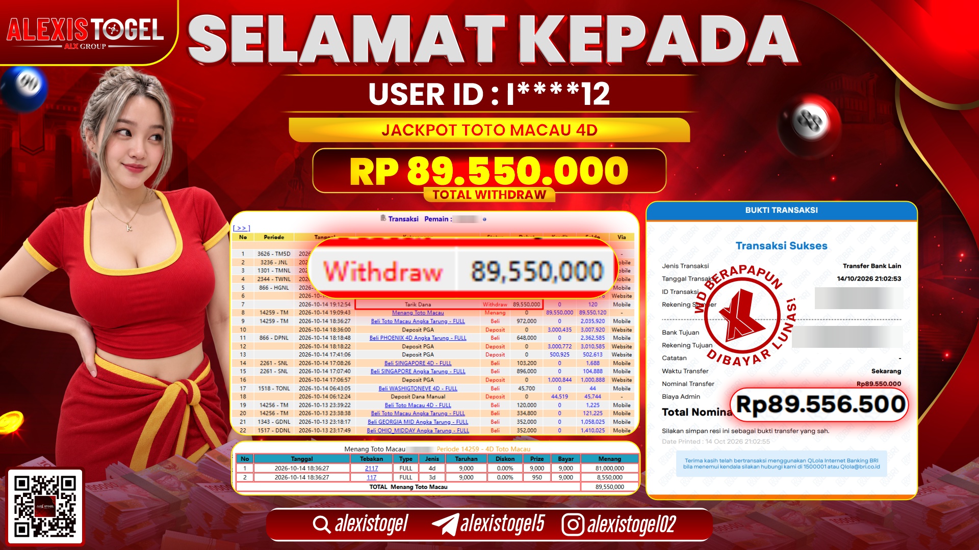 ALEXISTOGEL JACKPOT DI TOTOMACAU 4D RP.89.550.000,- LUNAS