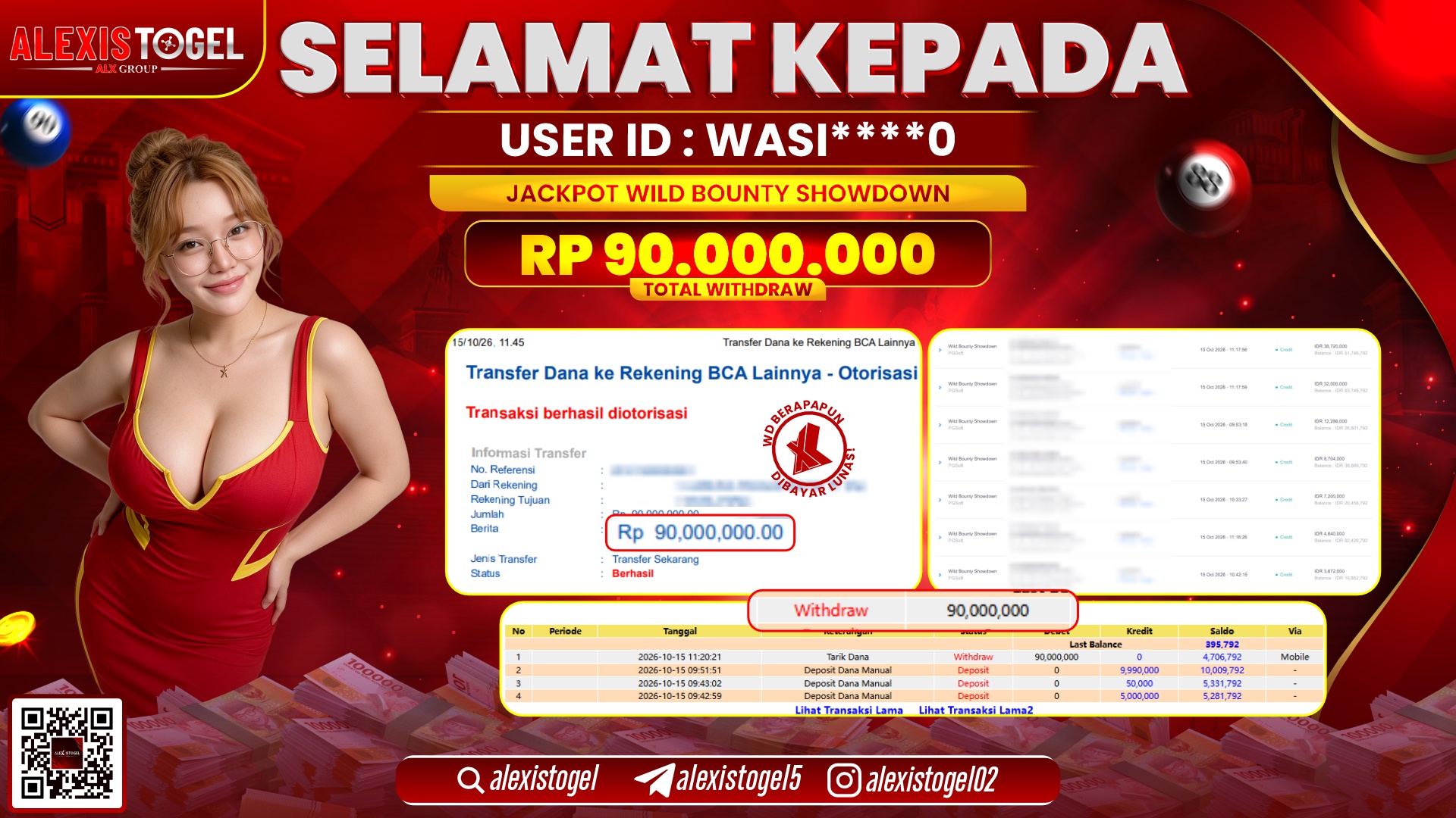 ALEXISTOGEL JACKPOT DI WILD BOUNTY SHOWDOWN RP.90.000.000,- LUNAS