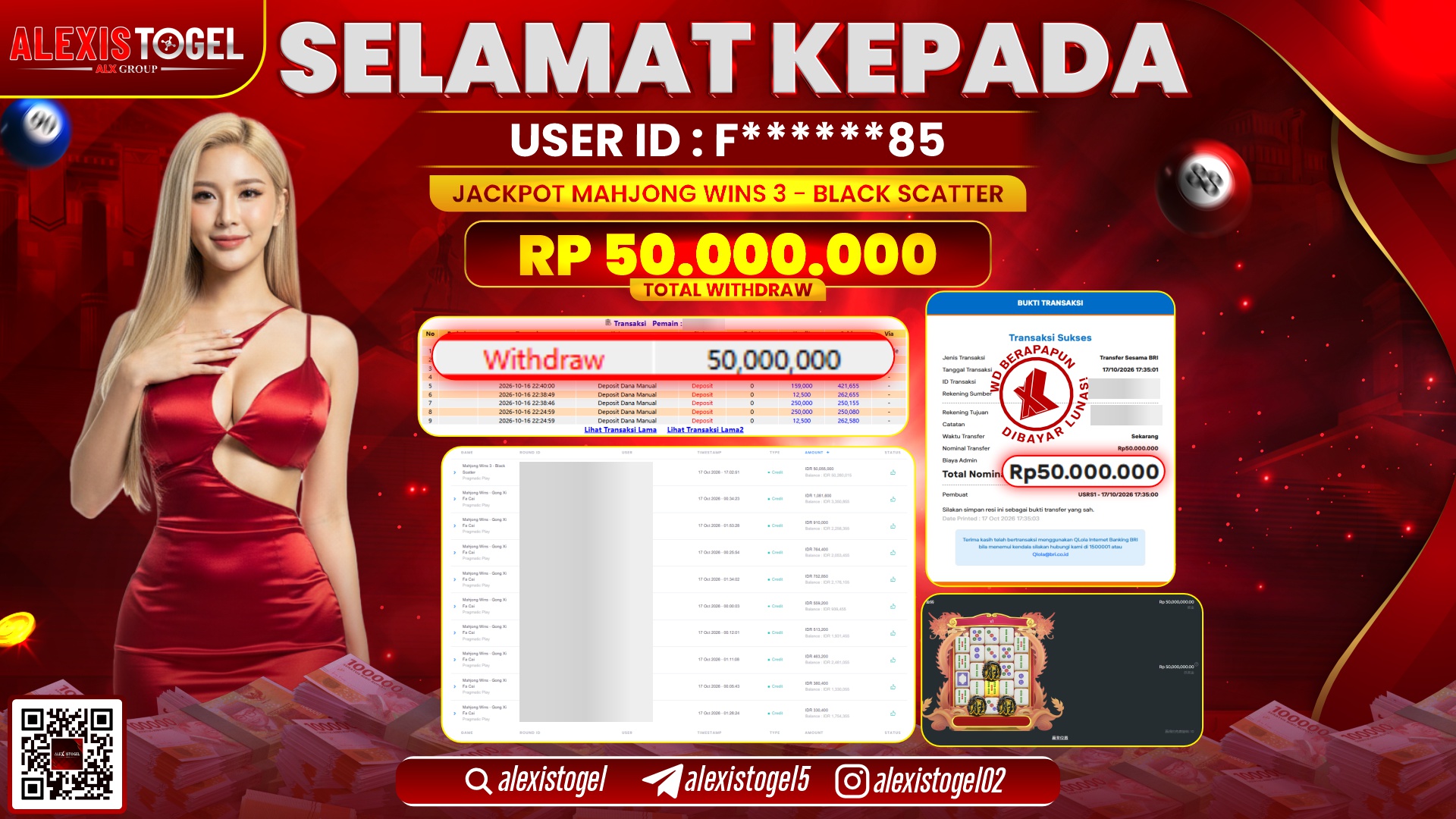 ALEXISTOGEL JACKPOT DI MAHJONG WINS 3 BLACK SCATTER RP.50.000.000,- LUNAS