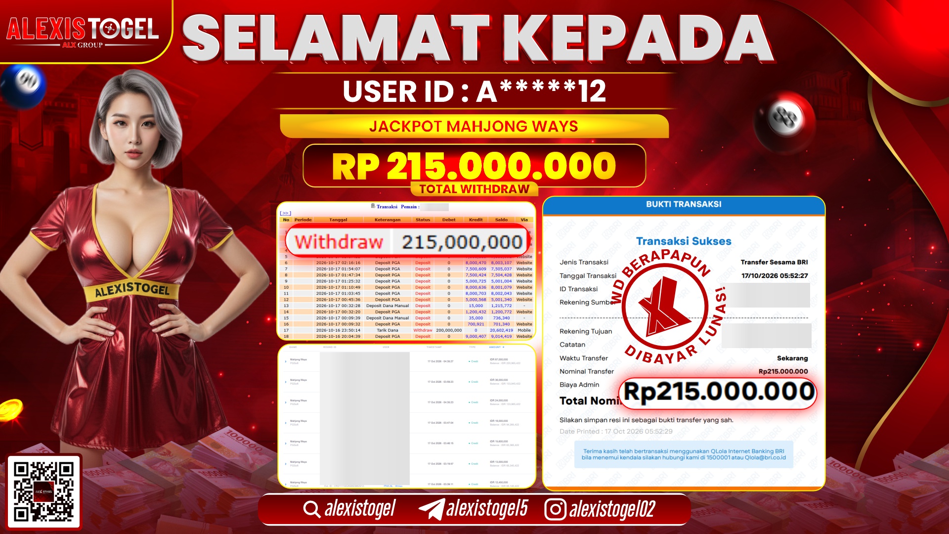 ALEXISTOGEL JACKPOT DI MAHJONG WAYS RP.215.000.000,- LUNAS