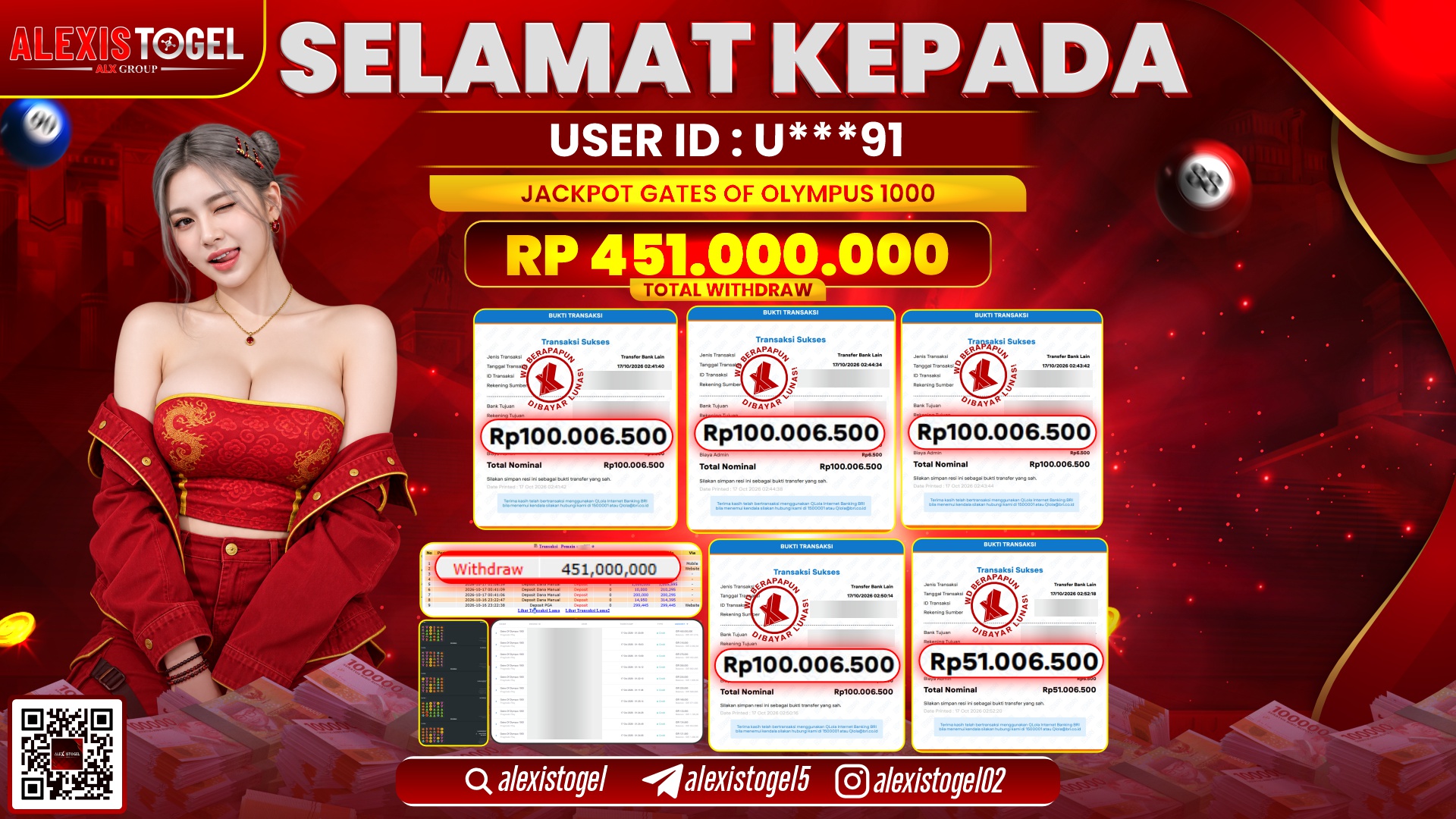 ALEXISTOGEL JACKPOT DI GATES OF OLYMPUS 1000 RP.451.000.000,- LUNAS