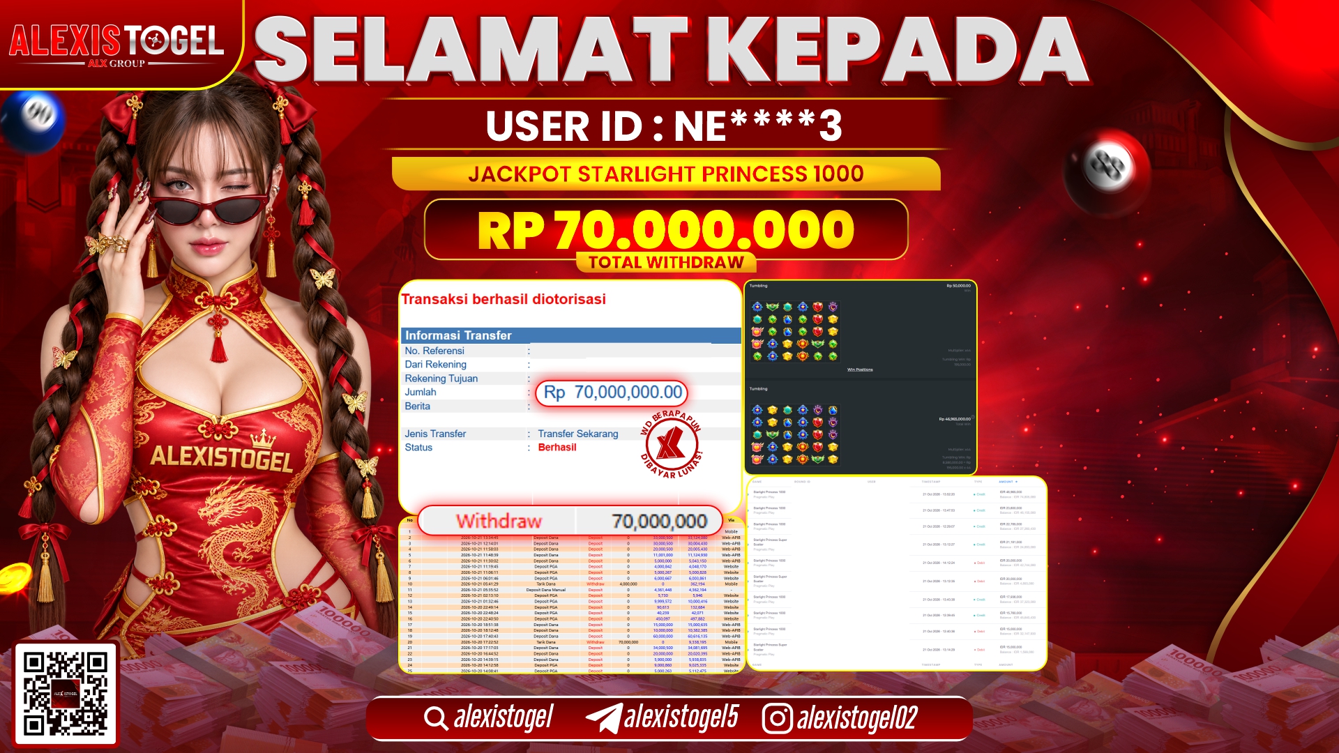 ALEXISTOGEL JACKPOT DI STARLIGHT PRINCESS 1000 RP.70.000.000,- LUNAS