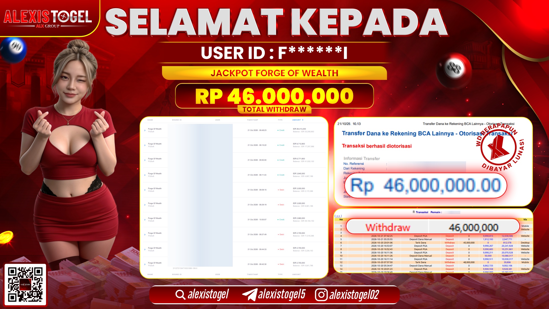 ALEXISTOGEL JACKPOT DI FORGE OF WEALTH RP.46.000.000,- LUNAS