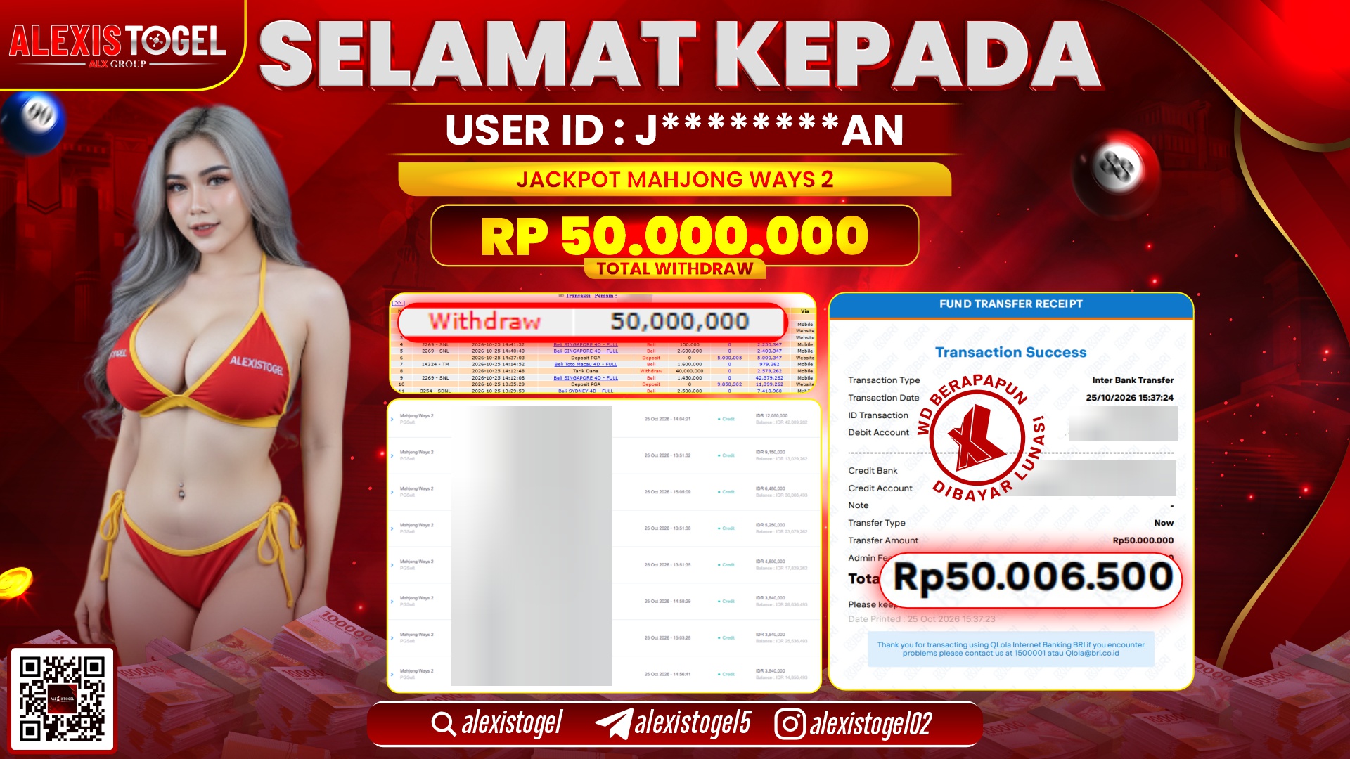 ALEXISTOGEL JACKPOT DI MAHJONG WAYS 2 RP.50.000.000,- LUNAS