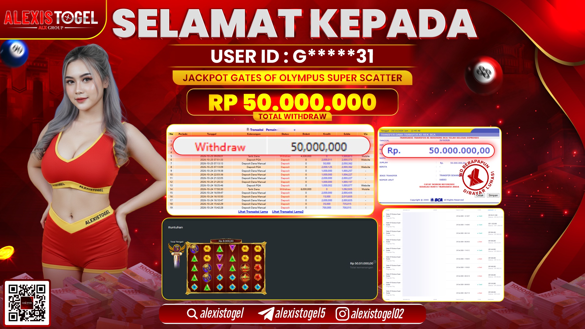 ALEXISTOGEL JACKPOT DI GATES OF OLYMPUS SUPER SCATTER RP.50.000.000,- LUNAS