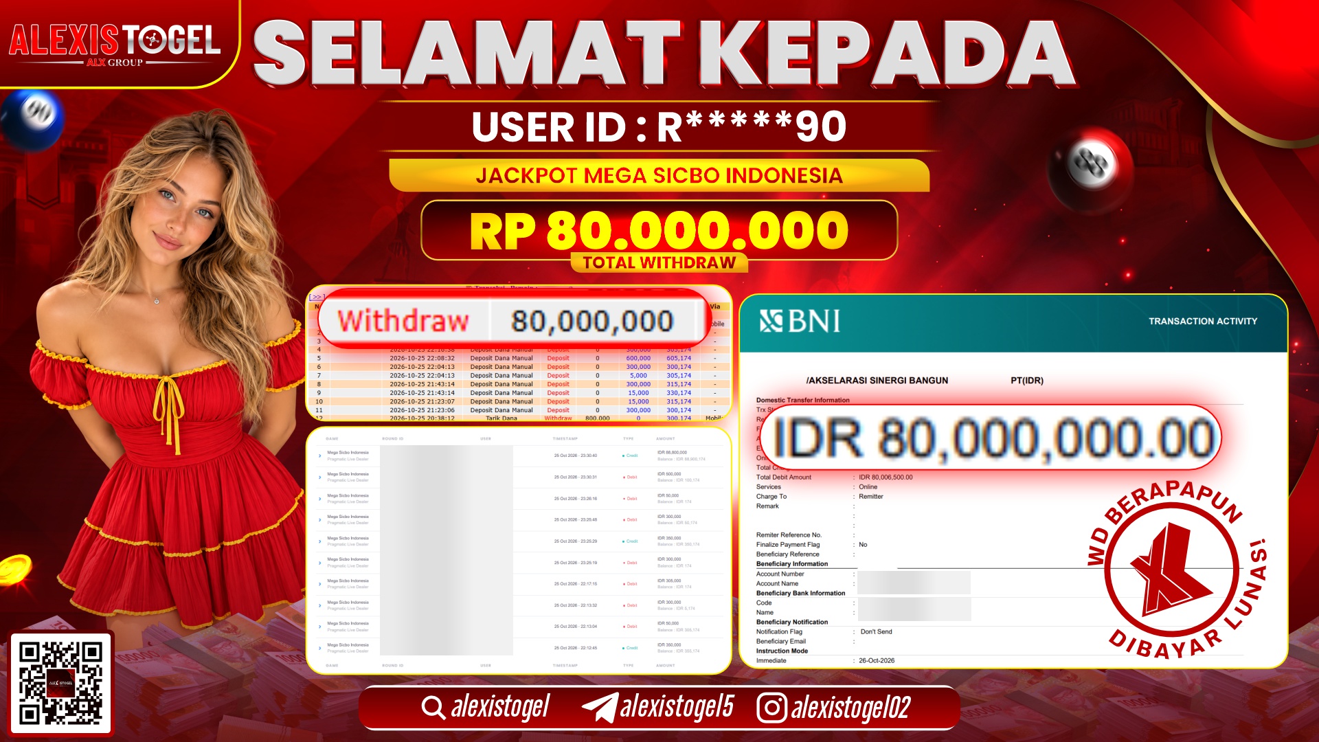 ALEXISTOGEL JACKPOT DI MEGA SICBO INDONESIA RP.80.000.000,- LUNAS