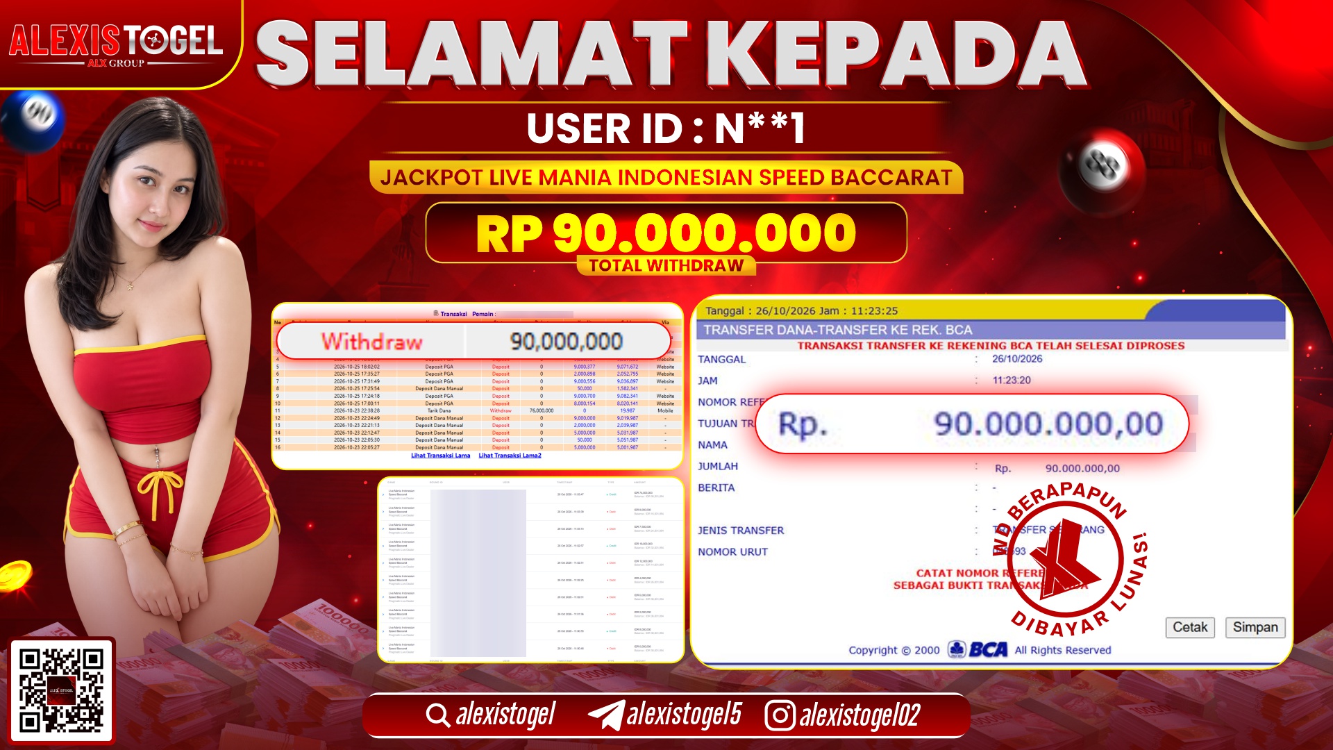 ALEXISTOGEL JACKPOT DI LIVE MANIA INDONESIA SPEED BACCARAT RP.90.000.000,- LUNAS